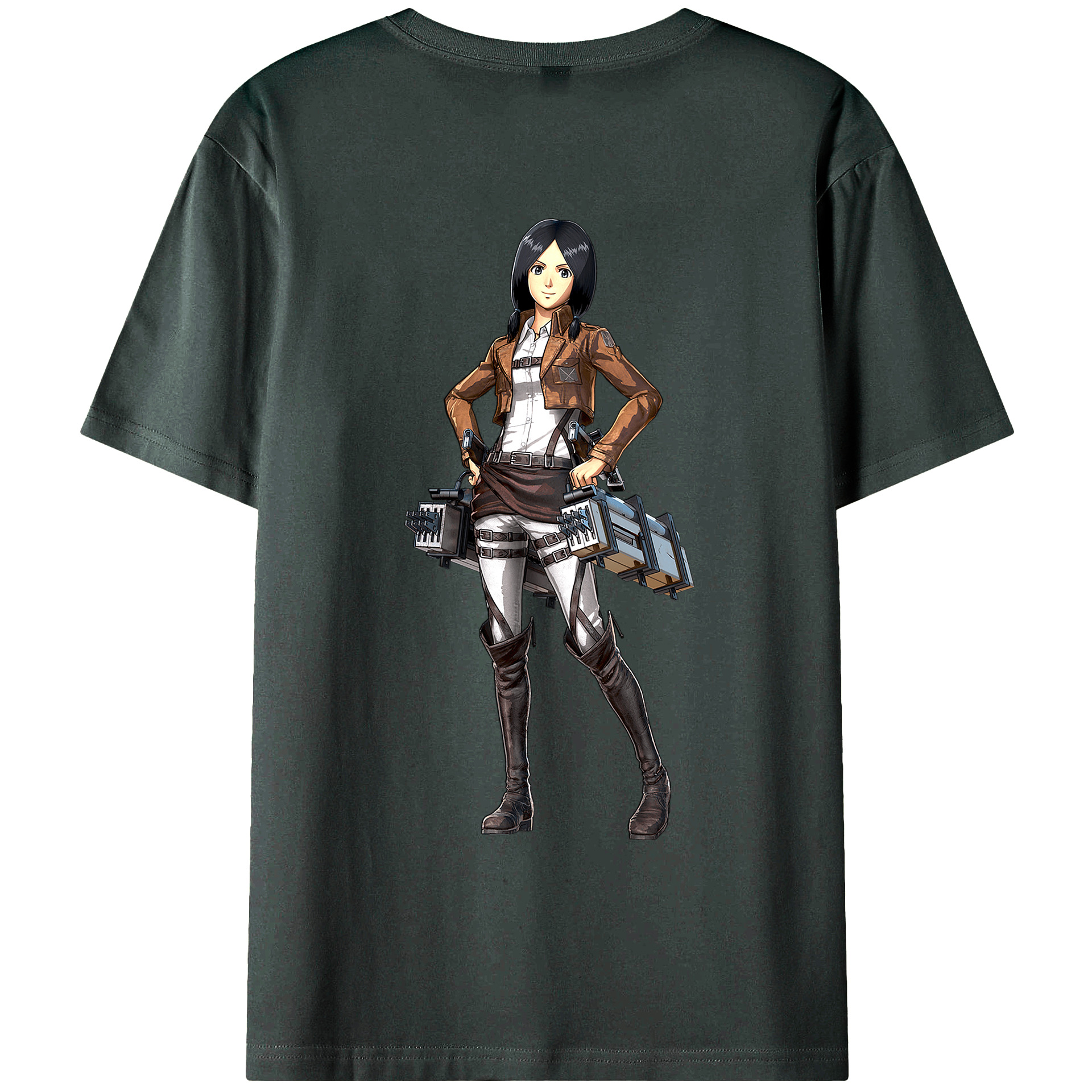 （画像用） 進撃の巨人 ミカサ·アッカーマン Attack on Titan Mikasa Ackerman 綿100％ メンズ半袖Tシャツ（バックプリント） 通気性